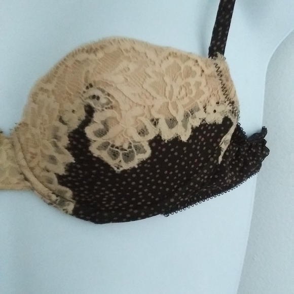 Elle MacPherson 34A Lace Black Silk Lace and Polka Dots Demi Bra - Picture 2 of 8